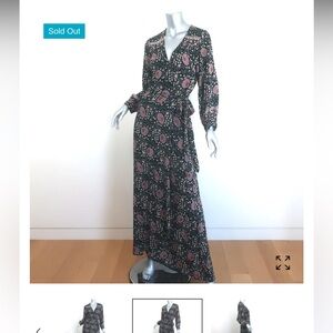 Natalie Martin Kate Long-Sleeve Wrap Dress in Vintage Floral Black